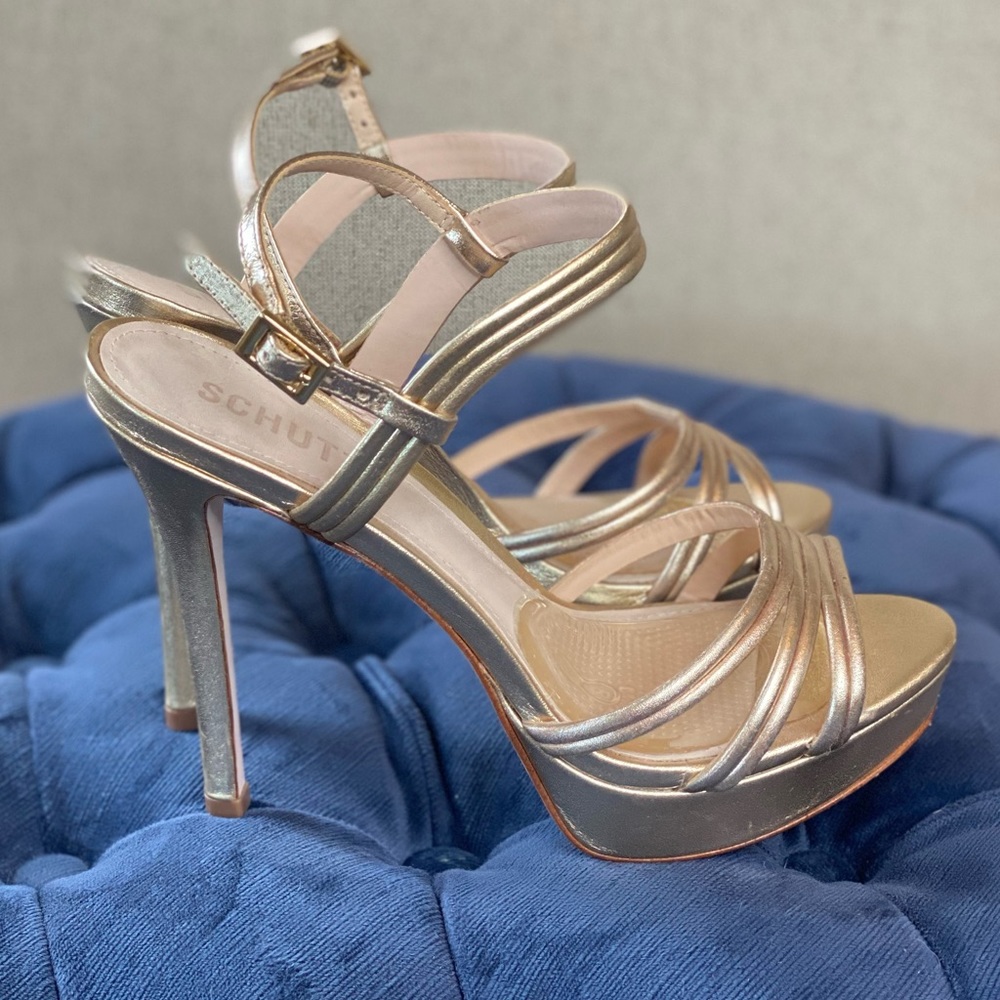 SCHUTZ gold sandals, size 7.5, like new